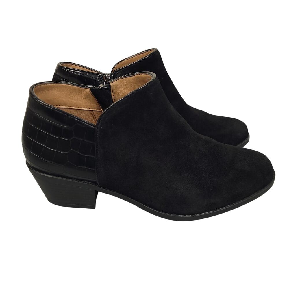 Vionic Marissa Booties Womens 8.5 Black Suede Ankle Zip Comfort Shoes EUC - Picture 5 of 13